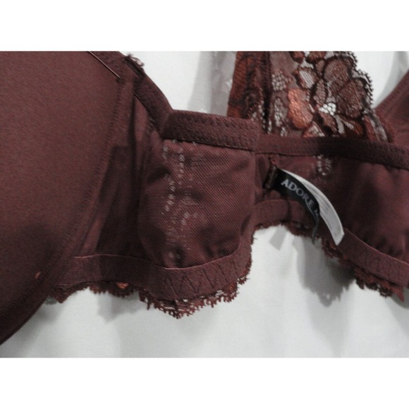 Adore Me Bra Lace Racer Back Plunge Front Close Pushup Brown Women's Size 34DD - Picture 5 of 11